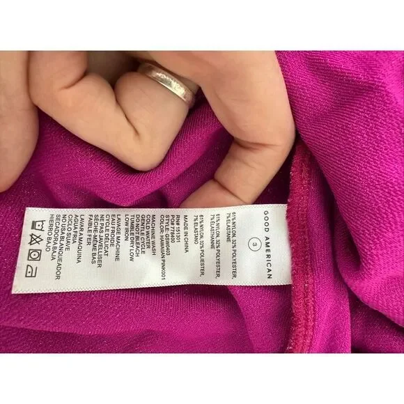 NWT Good American RUCHED PINK METALLIC SPARKLE MINI DRESS Size 3 or Large - Picture 6 of 8